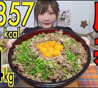 【MUKBANG】 That’s A Lot!! Pork Bowl Rice [Egg Yolk & Garlic POWER]+ Soup!! 6,4Kg 14357kcal [Use CC]