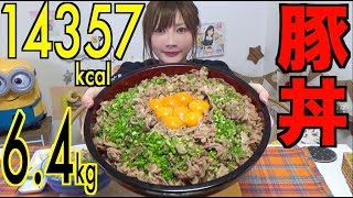 【MUKBANG】 That’s A Lot!! Pork Bowl Rice [Egg Yolk & Garlic POWER]+ Soup!! 6,4Kg 14357kcal [Use CC]