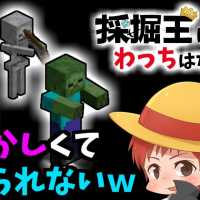 【マインクラフト】夜のモンスター紹介!!採掘王にわっちはなる:再投稿版Part2【赤髪のとも】