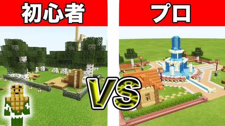 初心者VSプロ 公園作り対決！！【マインクラフト】