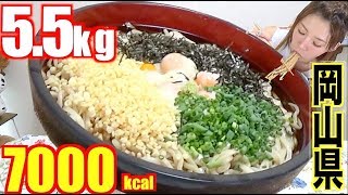 【大食い】冷やしぶっかけうどん12人前[5.5キロ]7000kcal[岡山県倉敷市]麺工房ふるいち【木下ゆうか】